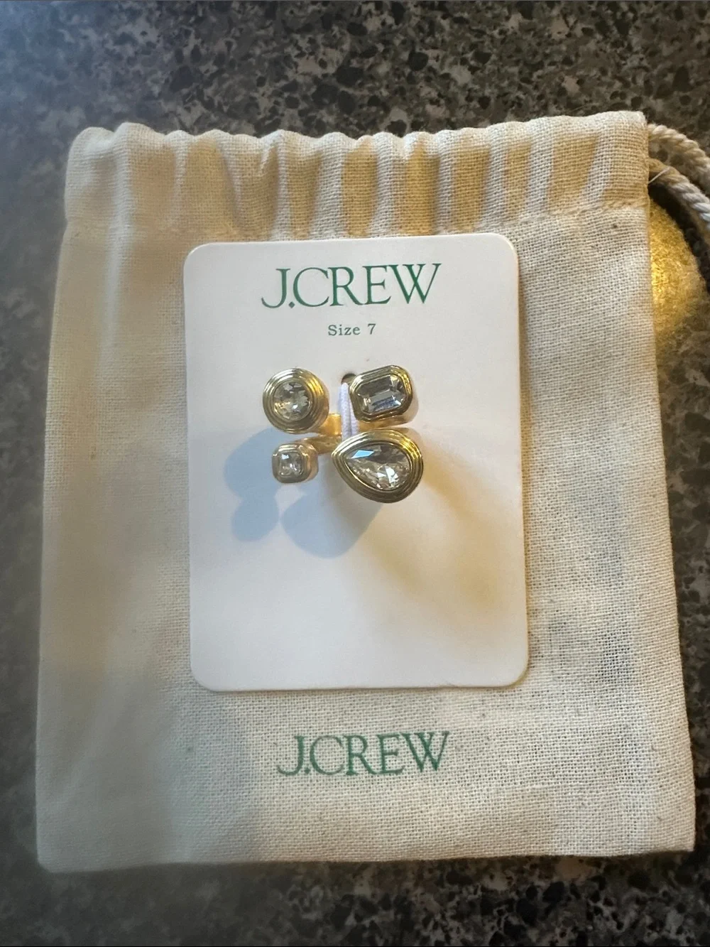 J. Crew Gold Multi-Stone Cluster Ring with Clear Stones
